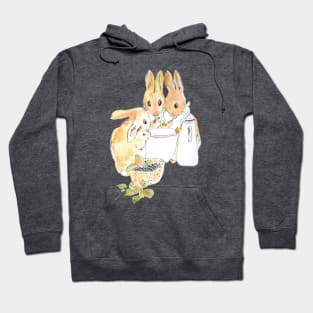 3 cute rabbits drinking soup Peter Rabbit Hoodie